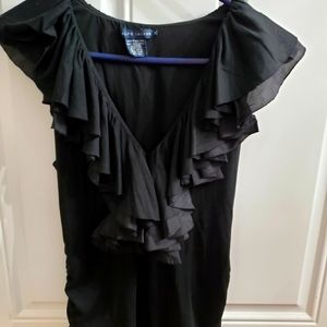 Ralph Lauren med black sleeveless ruffled top
